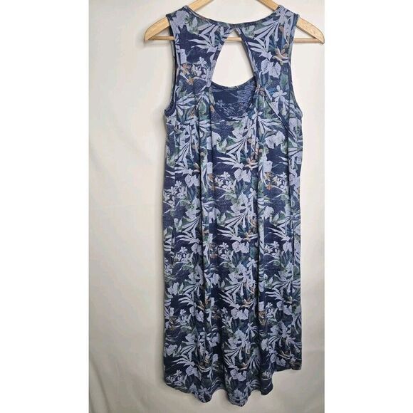 Fresh Produce Vintage Blue Tropical Floral Sleevess Midi Dress Size Small - Picture 5 of 9